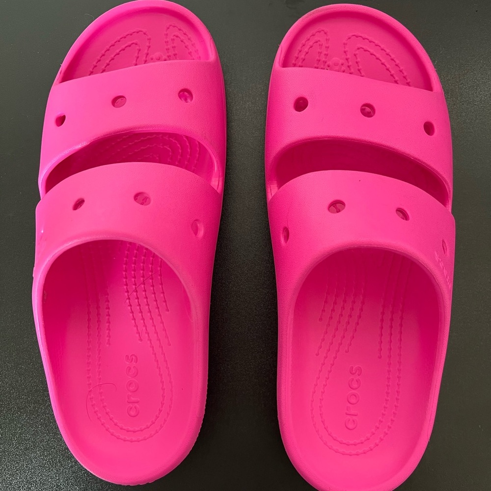 CROCS Adult Dual Strap Slide Sandals in Fuchsia Hot Pink or OBO